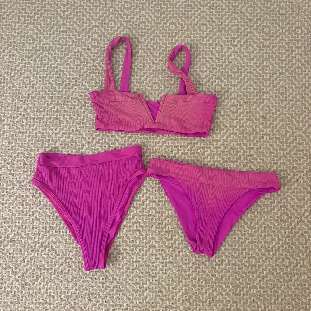 LSPACE Pink Ribbed Bikini Set